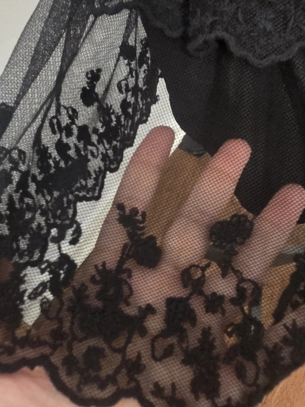 Promod Black Tiered Lace Mini Skirt